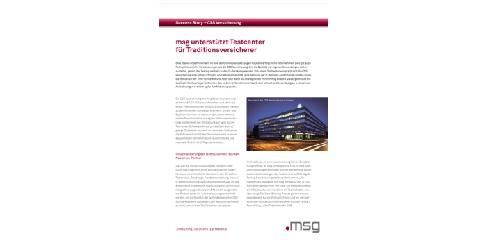 Testcenter für Traditionsversicherer CSS