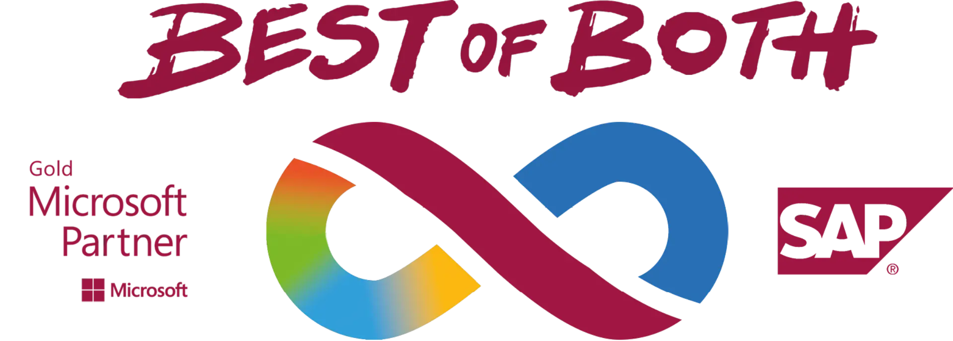 Best of Both: Partnership graphic featuring Microsoft Gold Partner and SAP logos, highlighting the integration of Microsoft and SAP solutions through a symbolic infinity loop.